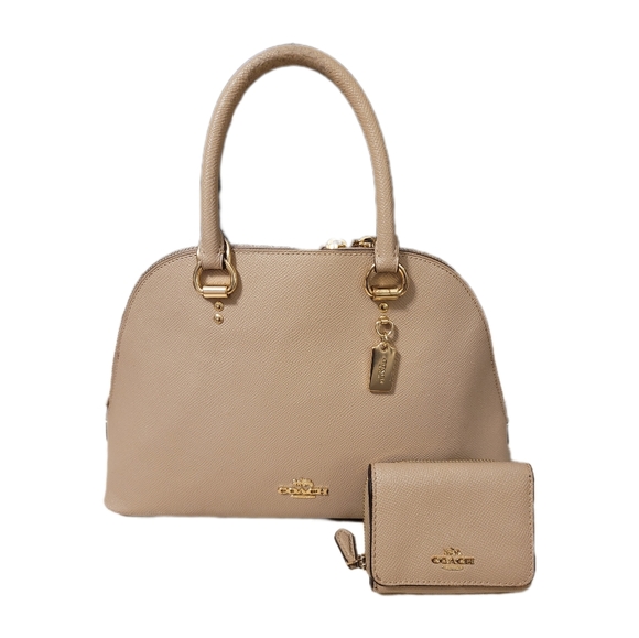 Coach Crossgrain Leather Katy Satchel 2553 With Matching Wallet EUC (Mauve) - Picture 1 of 16